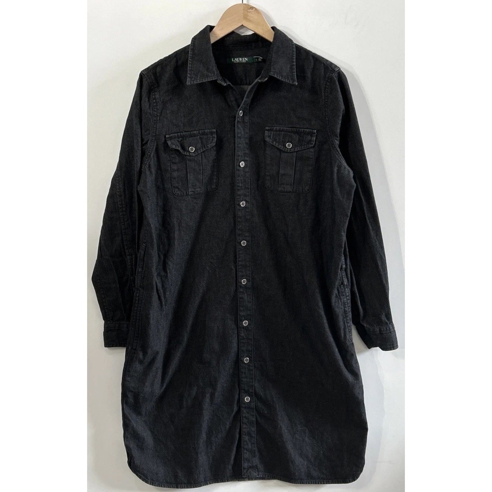 Lauren‎ Ralph Lauren Women's Denim Shirt Dress Long Sleeve Large Western Casual